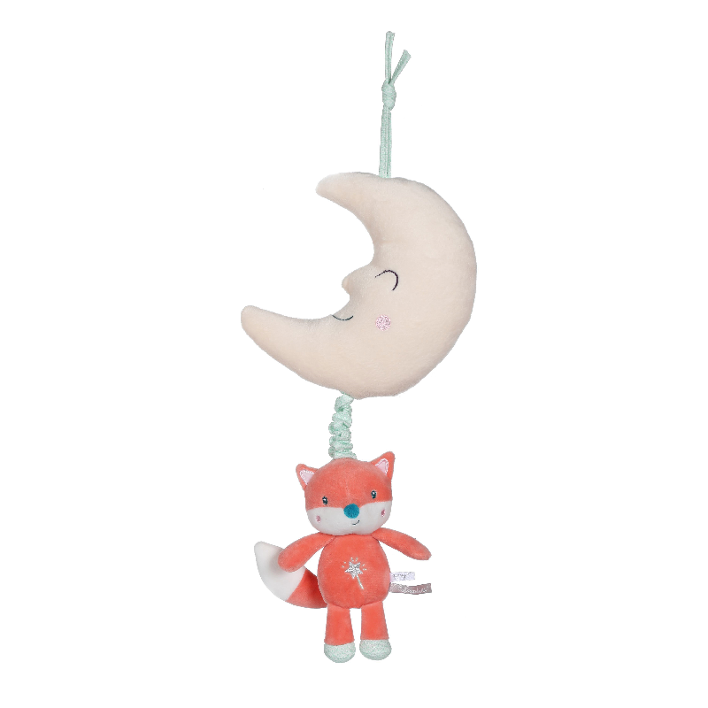  les petits féeriques boîte à musique renard orange 32 cm 